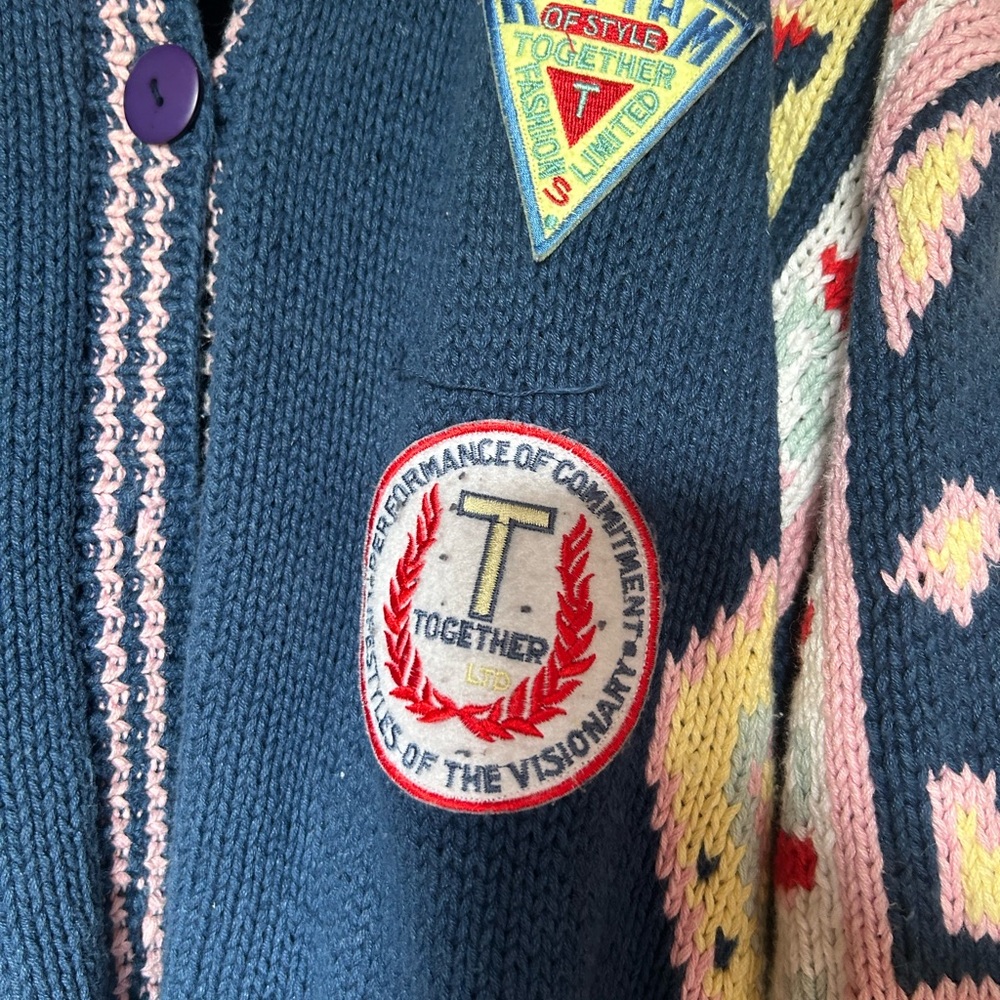 Together Navy And Multicolor Patterned Cardigan - image 4